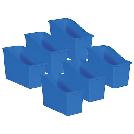 Storage Bin, Blue, Plastic, 6 PK